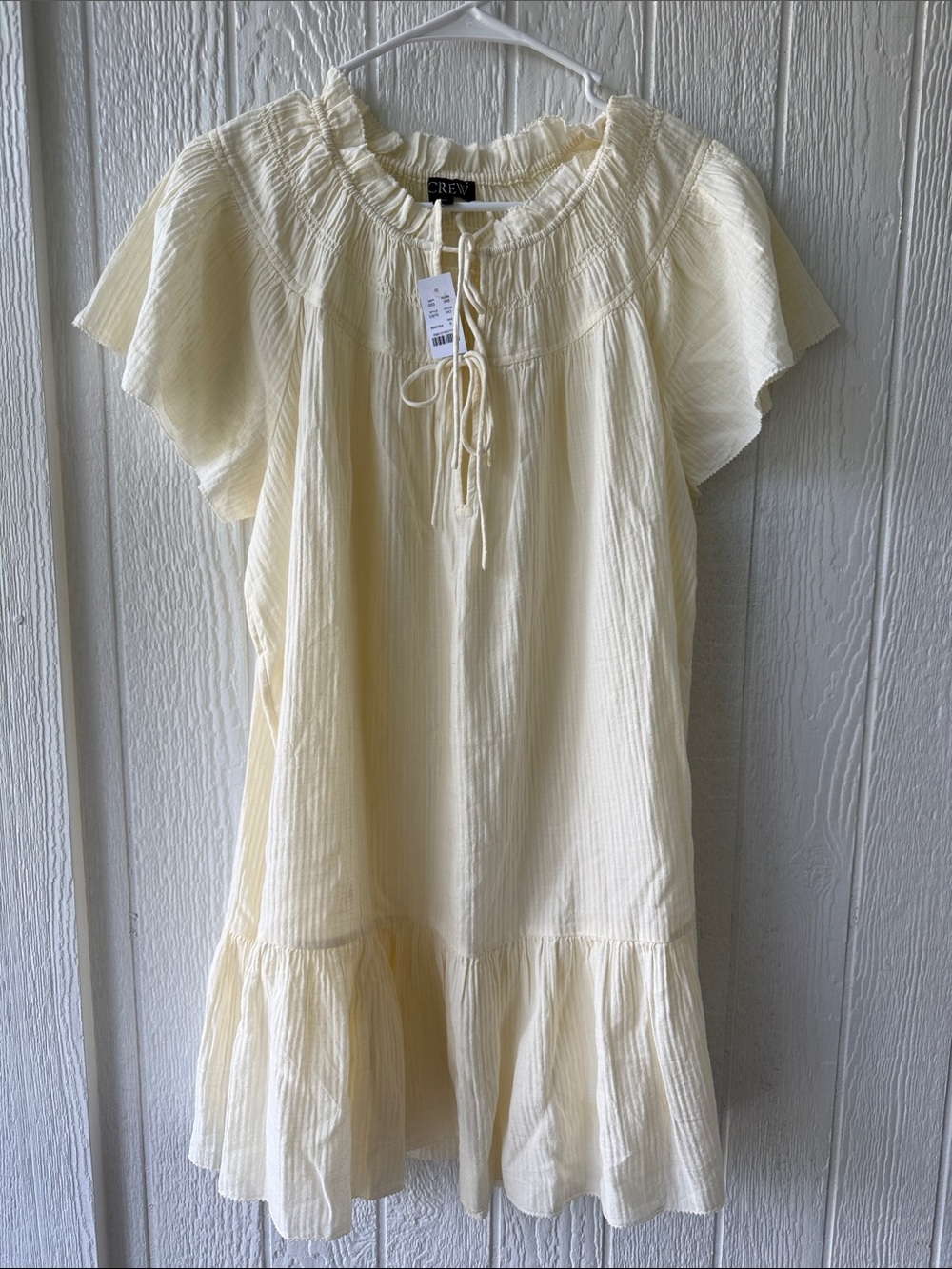 New NWT J. Crew Airy Gauze Babydoll dress ivory cream sz S